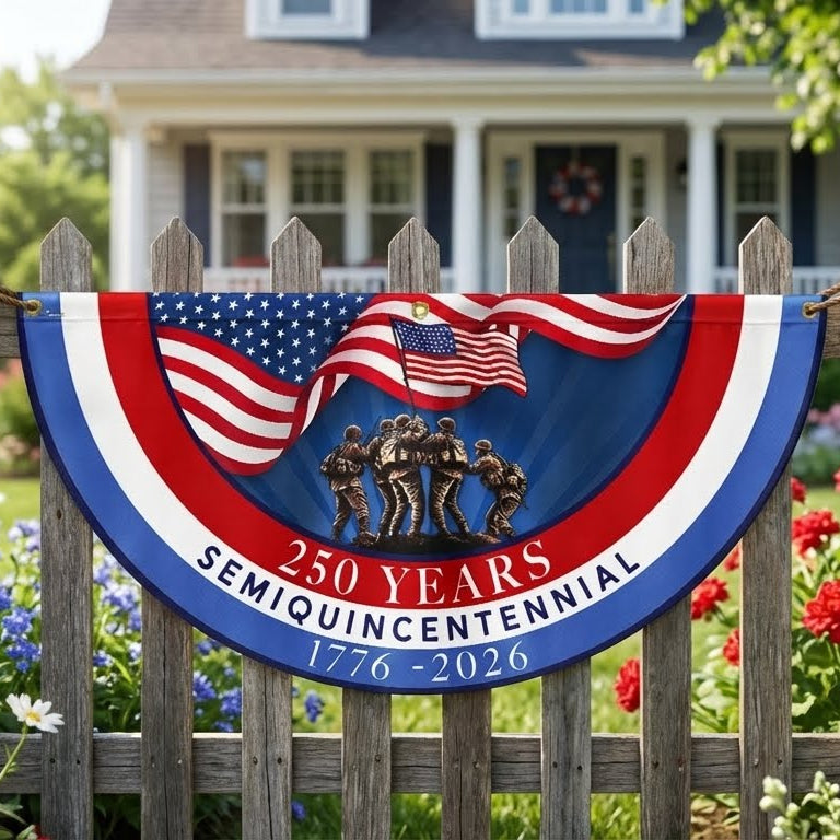 Flagwix American Flag - USA 250th Anniversary Semiquincentennial Non-Pleated Fan Flag