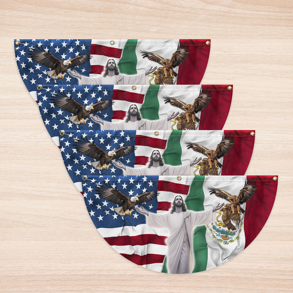 Mexican American Jesus Non-Pleated Fan Flag