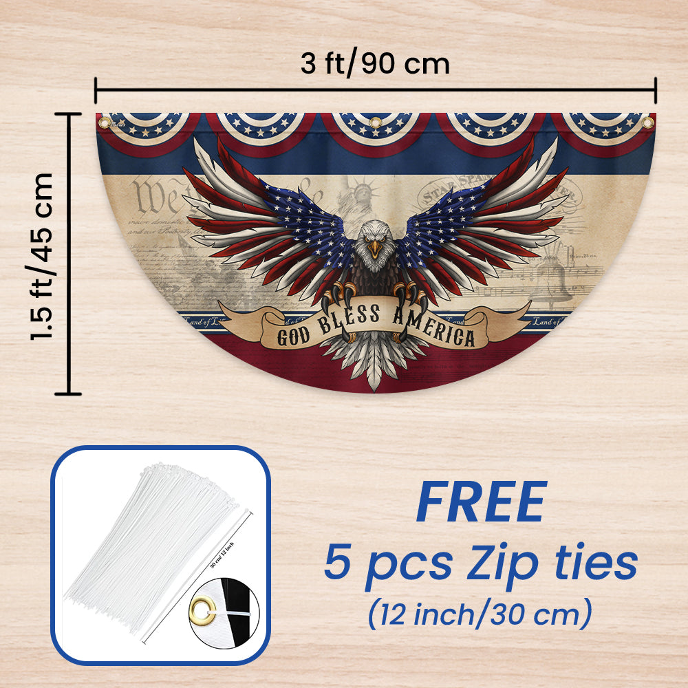 Flagwix American Flag - God Bless America Patriotic Eagle Non-Pleated Fan Flag