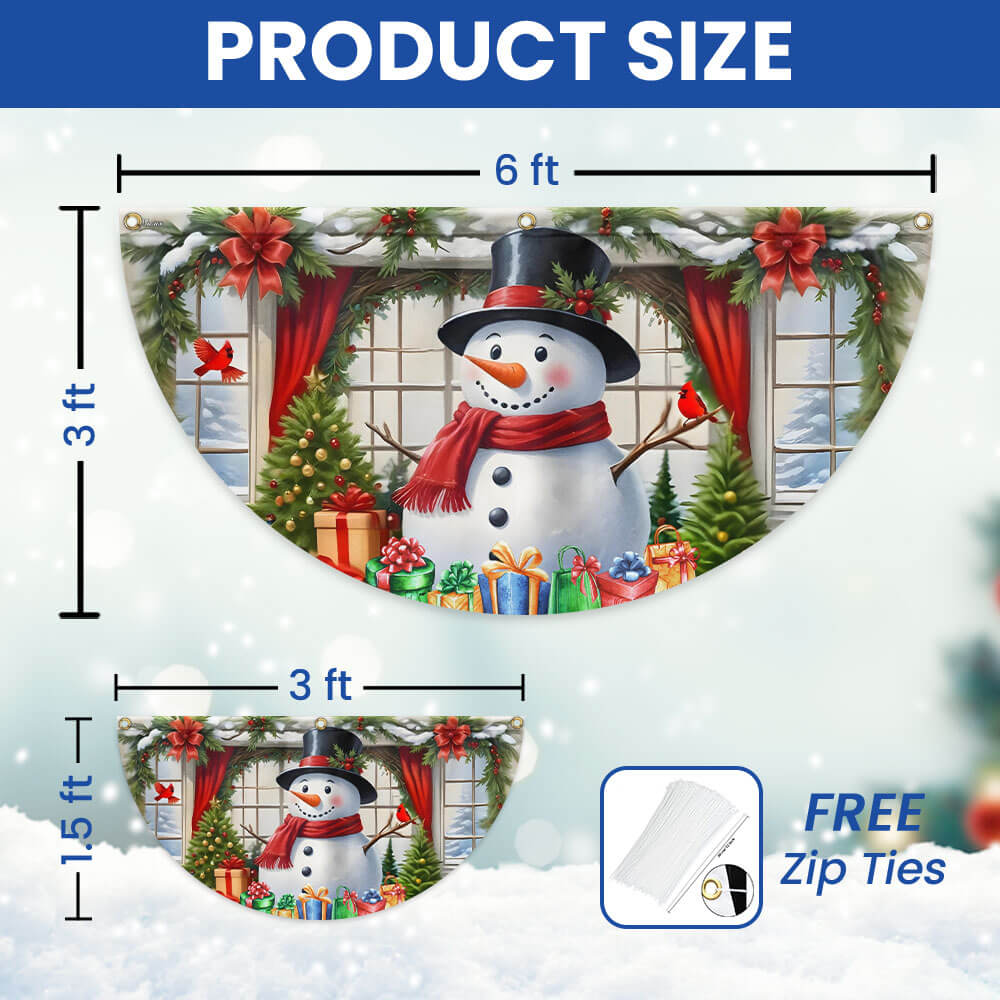 Snowman Merry Christmas Non-Pleated Fan Flag