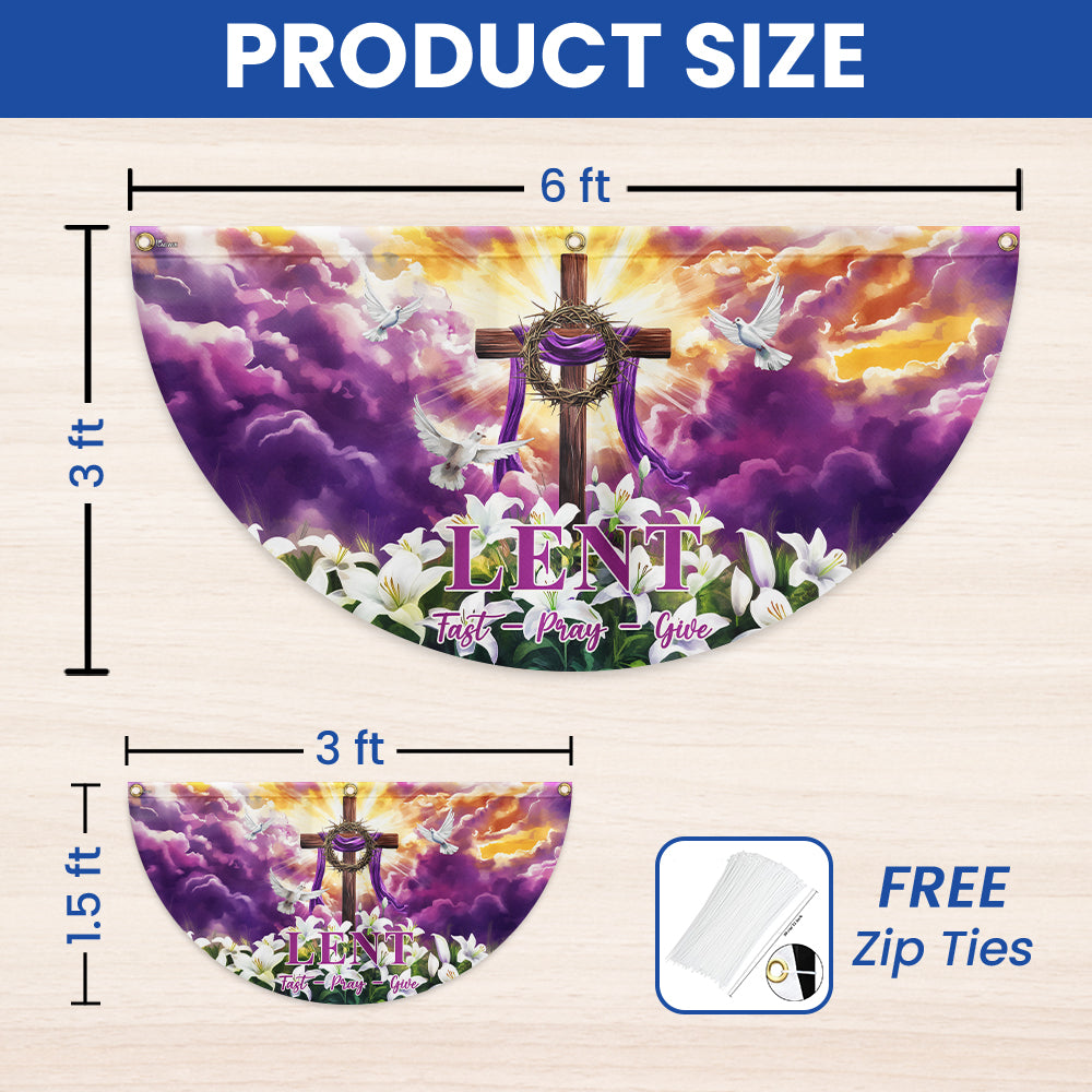 The Season Of Lent Easter Christian Cross Non-Pleated Fan Flag