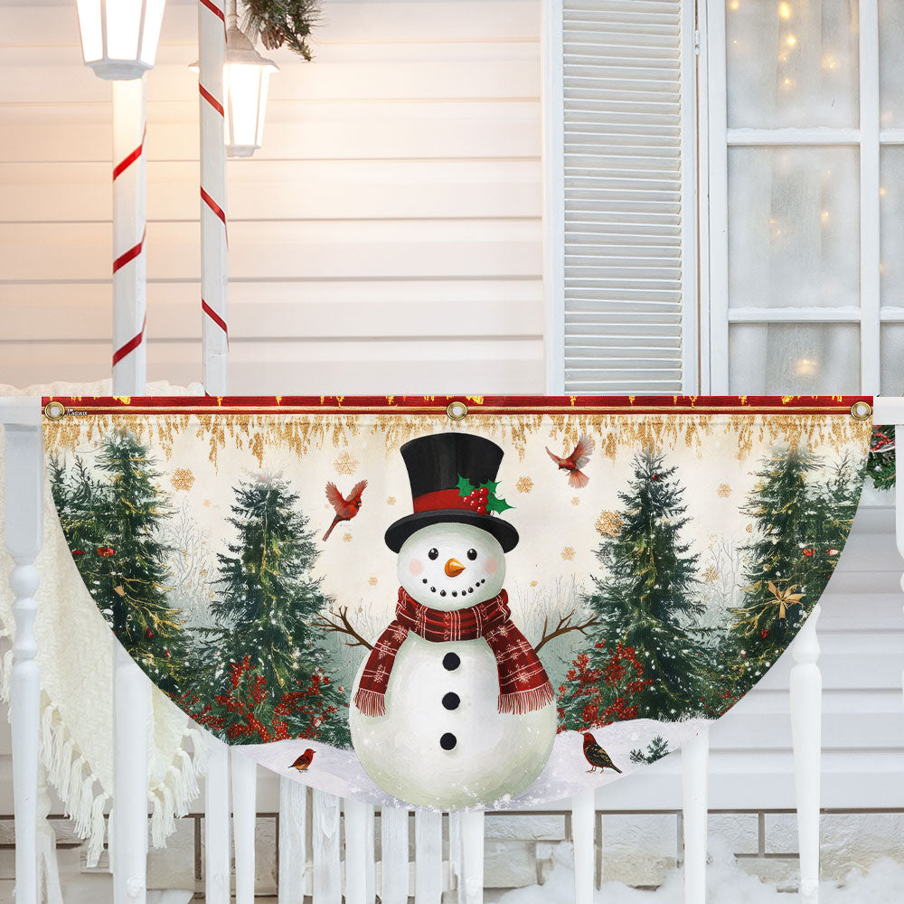 Snowman Festive Winter Holiday Christmas Non-Pleated Fan Flag
