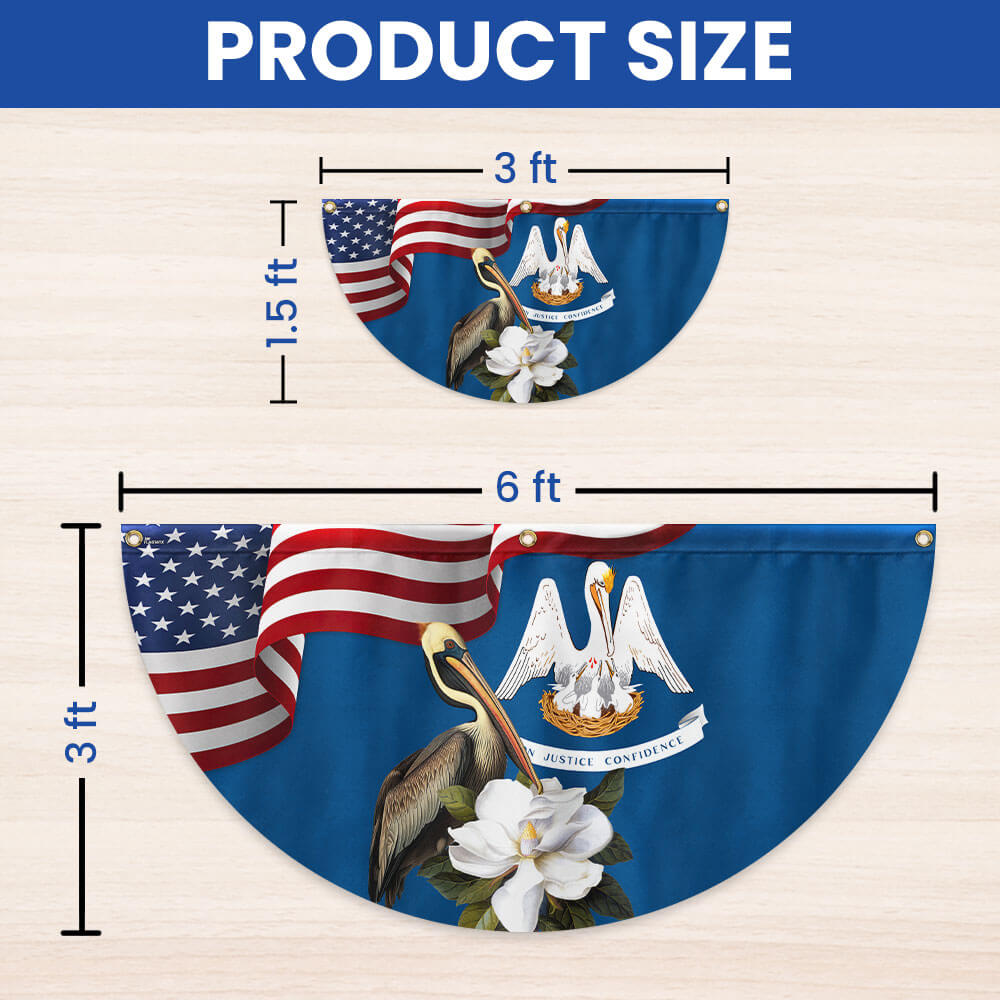 Louisiana Brown Pelican Bird and Magnolia Flower Non-Pleated Fan Flag 3-Day Shipping