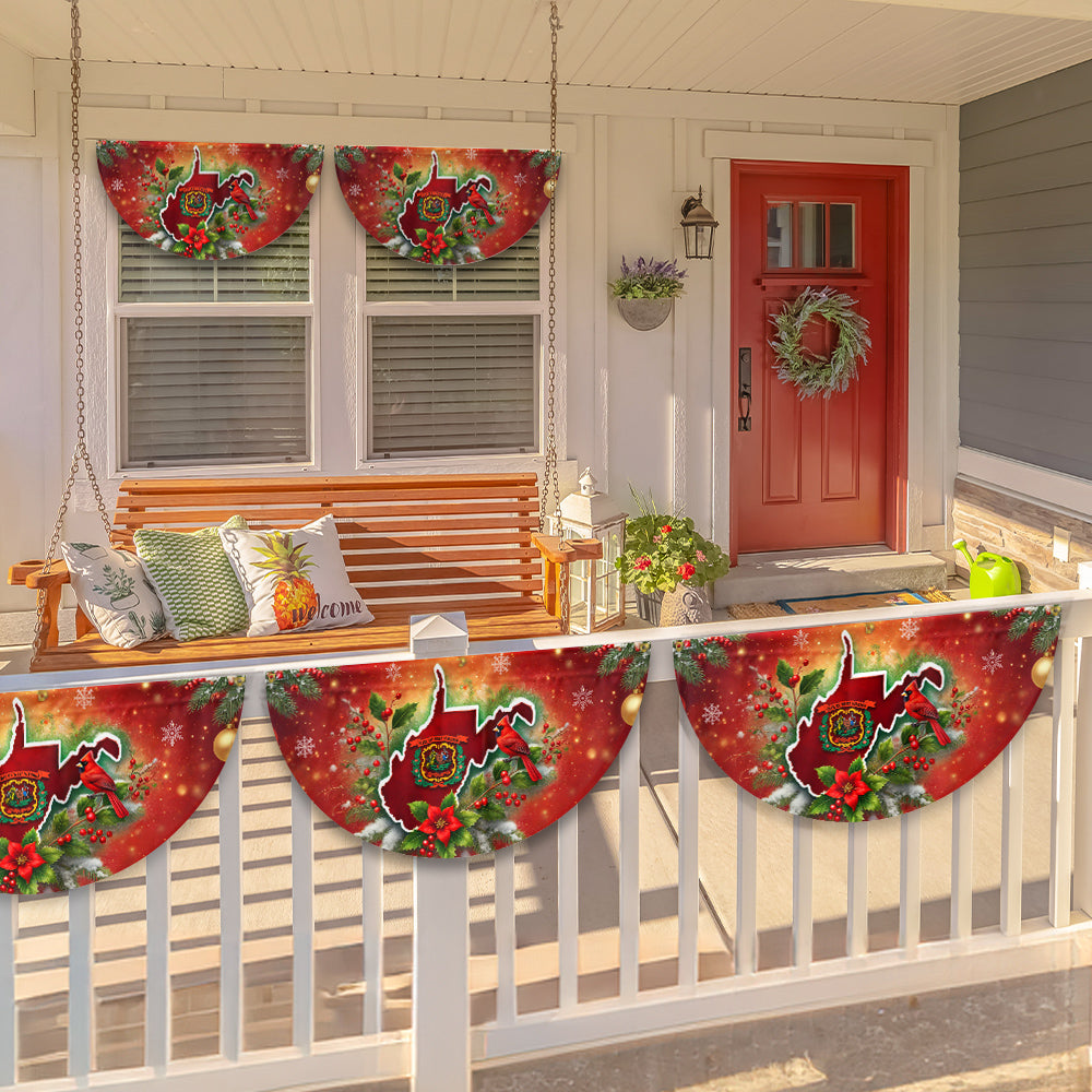 West Virginia Christmas Holidays Non-Pleated Fan Flag