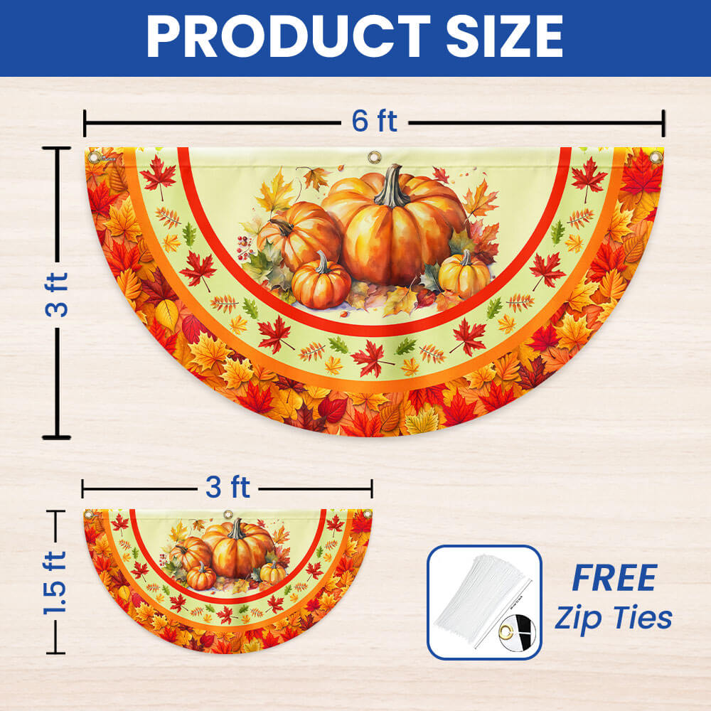 Fall Pumpkins Thanksgiving Non-Pleated Fan Flag