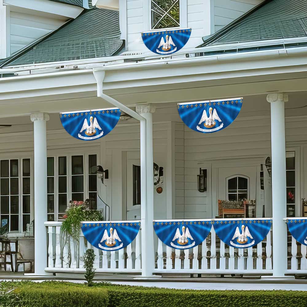 Louisiana Flag Brown Pelican Fleur-de-lis Louisiana Non-Pleated Fan Flag