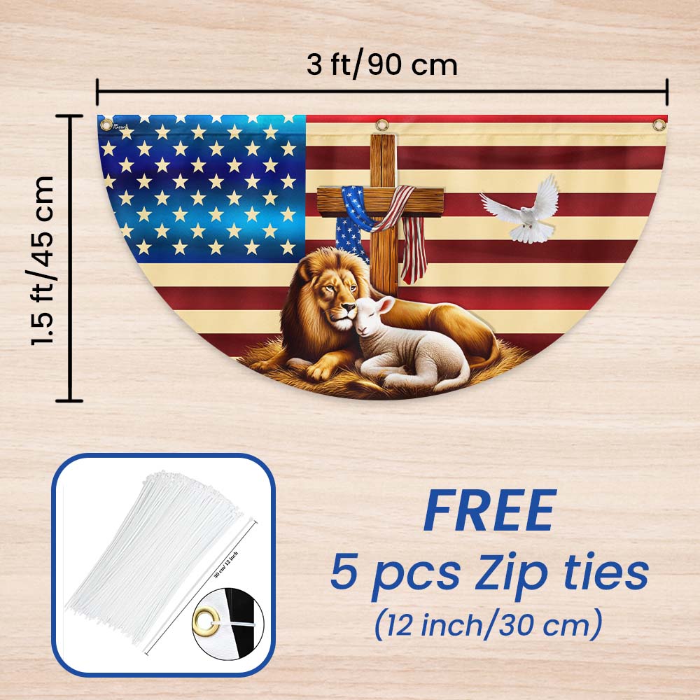 The Lion Of Judah And The Lamb Of God Bible Christian Non-Pleated Fan Flag