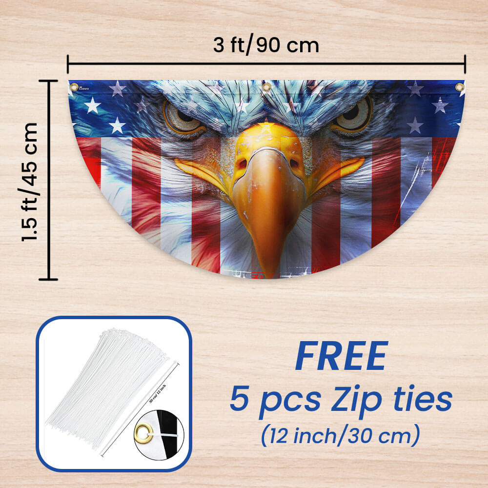 Flagwix American Flag - Happy 4th of july, Patriotic Eagle American Non-Pleated Fan Flag