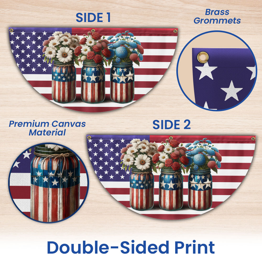 Flagwix American Flag - 4th Of july Patriotic Flowers Non-Pleated Fan Flag