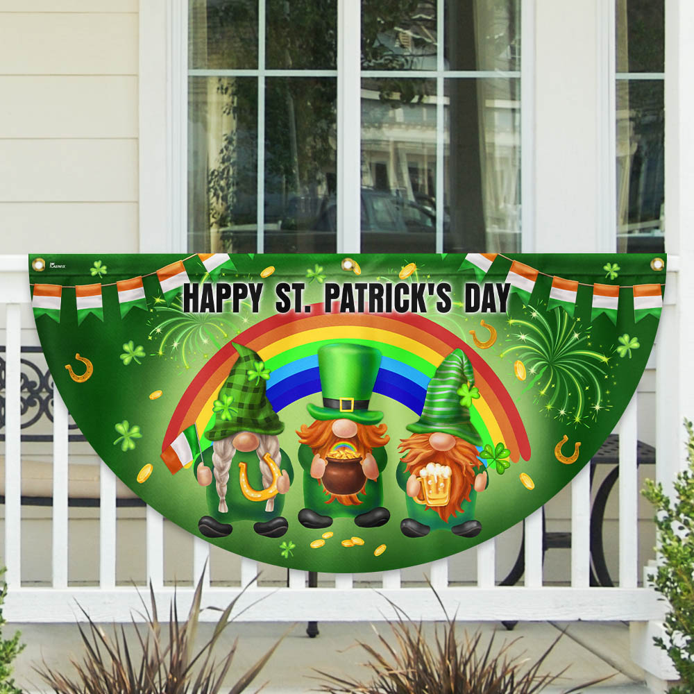 Irish Gnomes Happy St. Patrick's Day Irish Non-Pleated Fan Flag