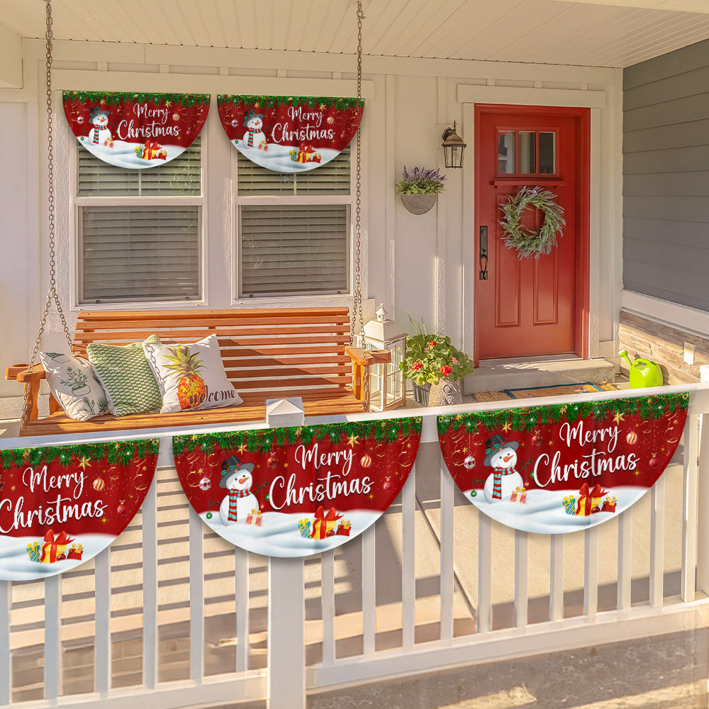 Merry Christmas Snowman Non-Pleated Fan Flag