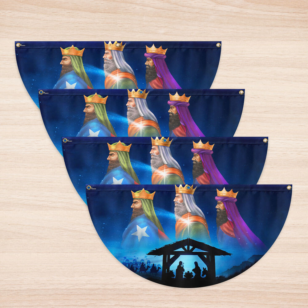 Nativity Three Wise Men We Three Kings Jesus Christmas Non-Pleated Fan Flag