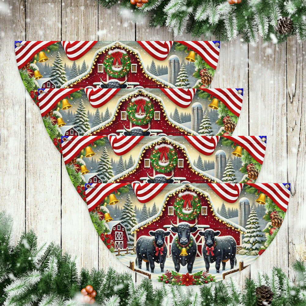 Angus Cattle Christmas Black Angus Cow Farm Animals Non-Pleated Fan Flag