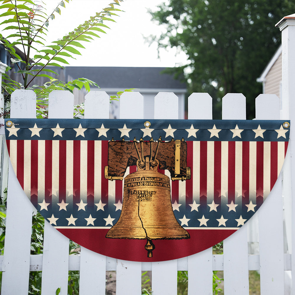 American Flag - Liberty Bell 4th of july America Forever Patriotic Non-Pleated Fan Flag