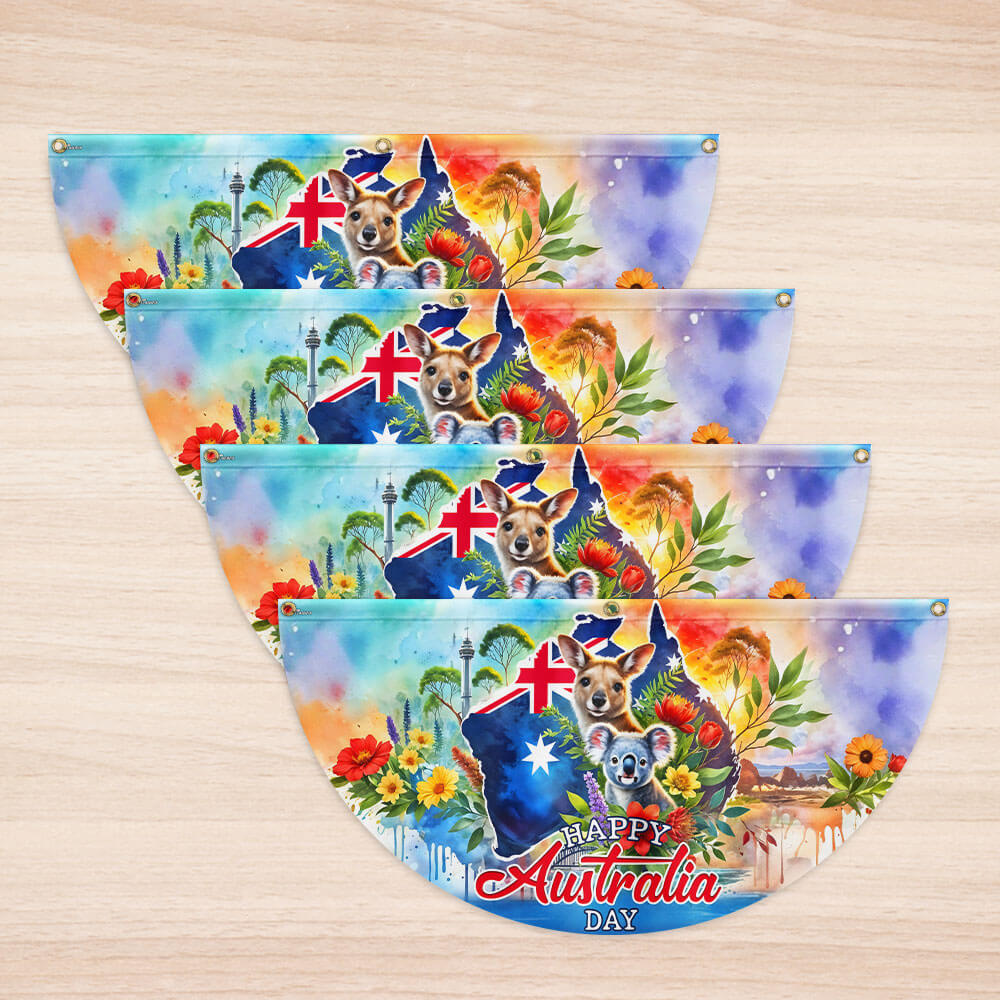 Happy Australia Day, Australia Non-Pleated Fan Flag
