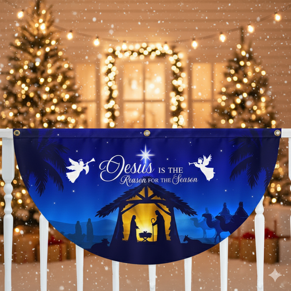 Jesus Is the Reason for the Season Fan Flag - Non-Pleated Christmas Décor
