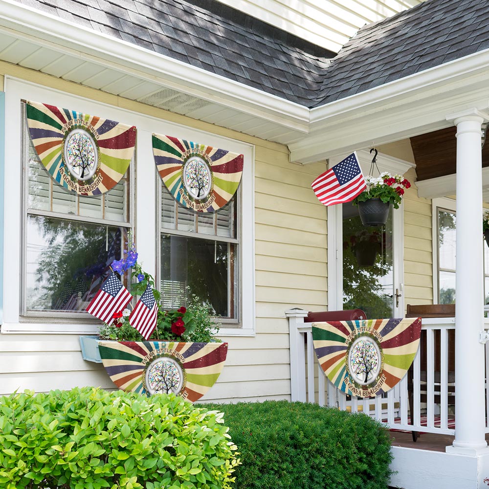 Hippie Every Little Thing Is Gonna Be Alright Non-Pleated Fan Flag