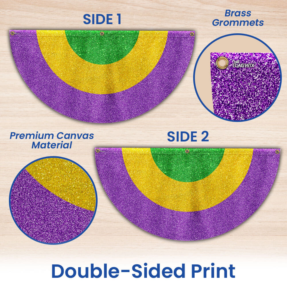 Mardi Gras Carnival Fat Tuesday Non-Pleated Fan Flag