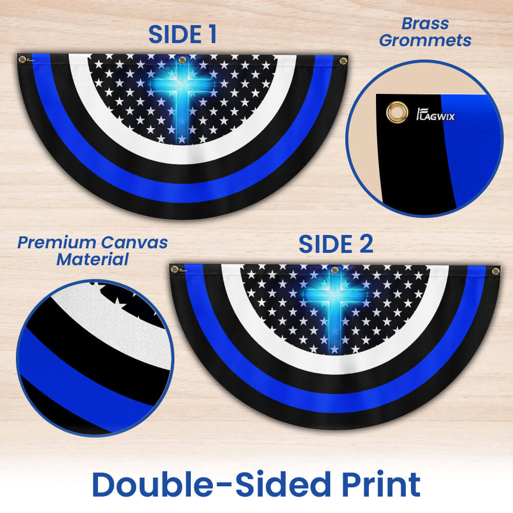 Christian The Thin Blue Line Non-Pleated Fan Flag