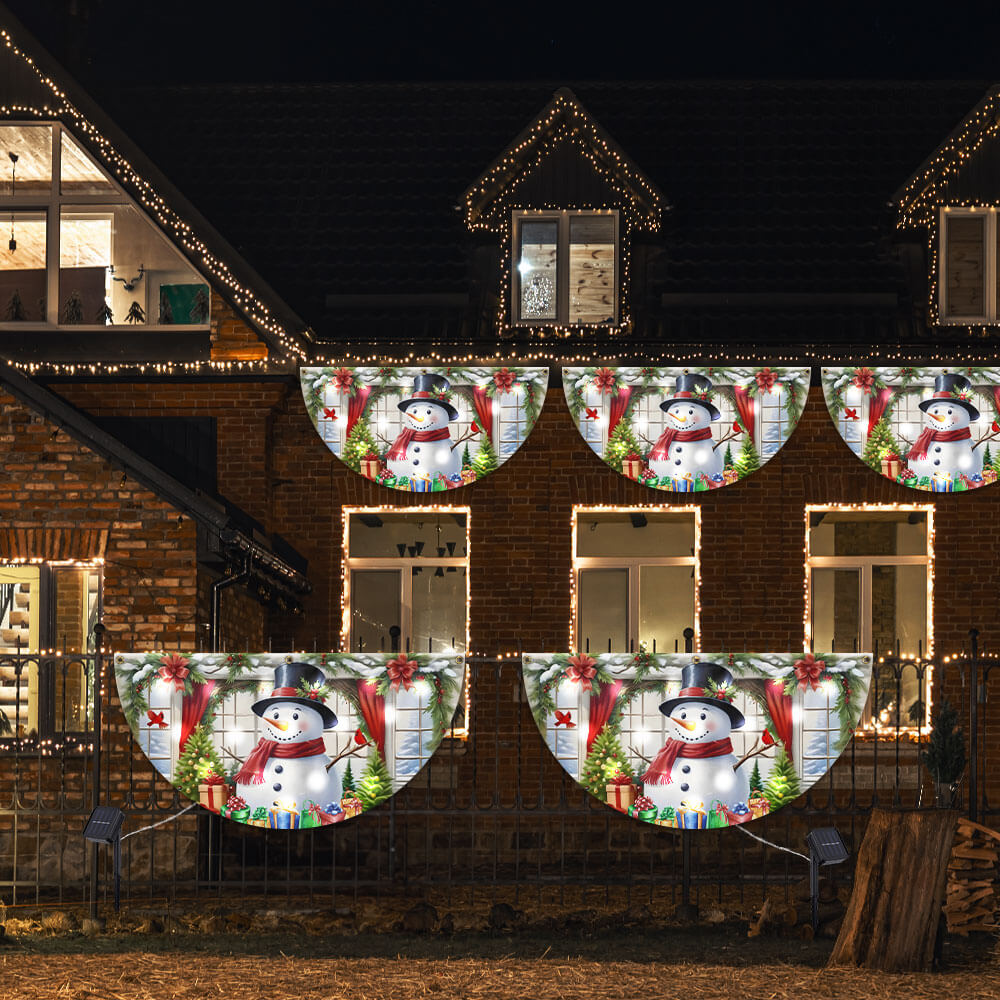 Snowman Merry Christmas Solar Led Fan Flag