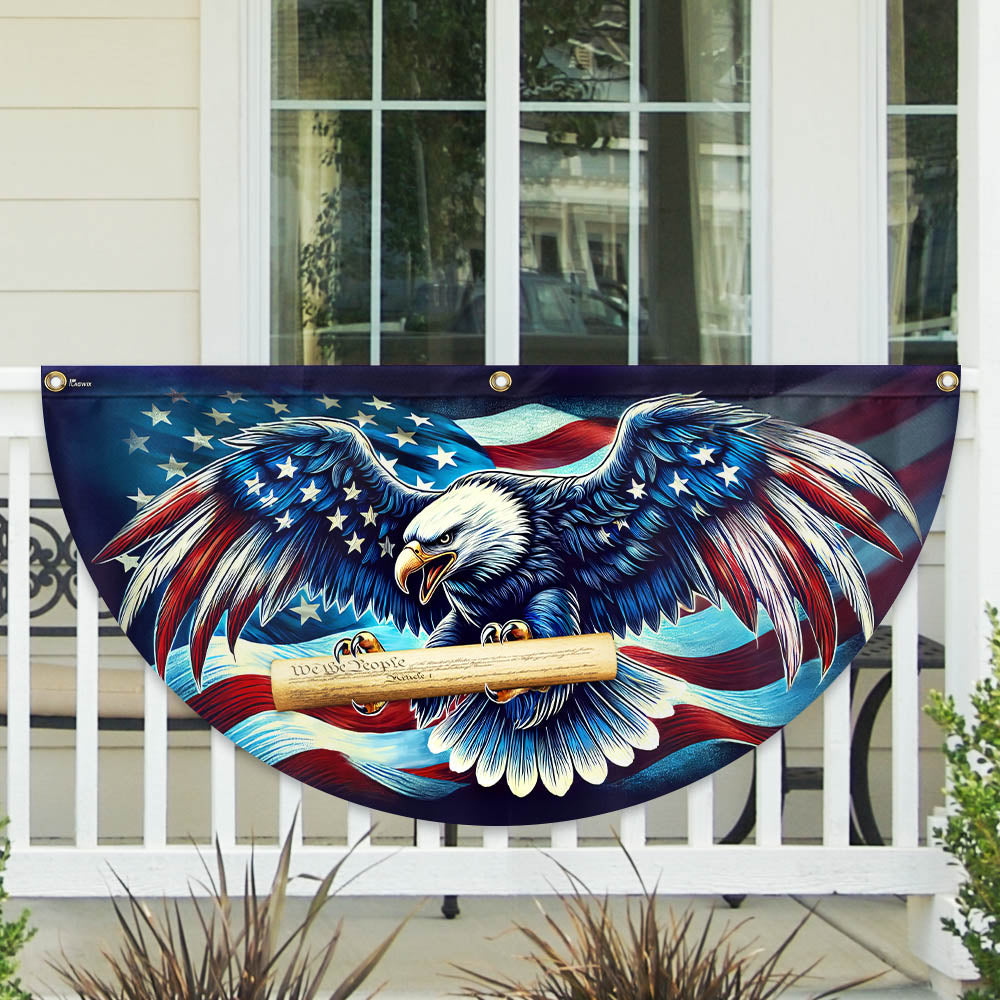 Patriotic Eagle We The People Non-Pleated Fan Flag