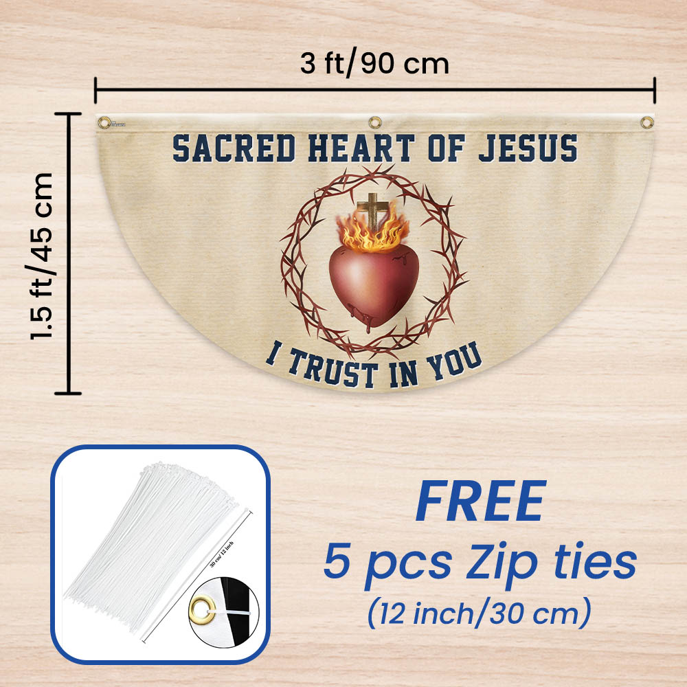 Sacred Heart Of Jesus I Trust In You Catholic Christian Non-Pleated Fan Flag