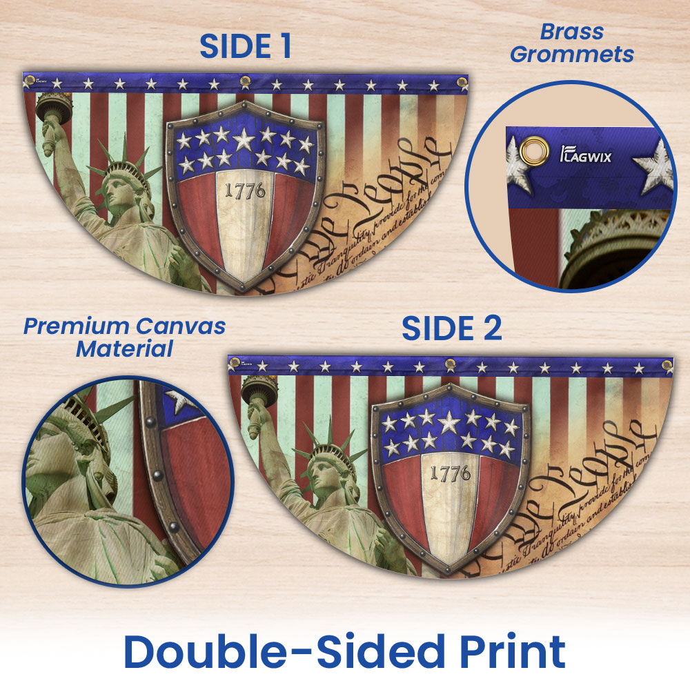 Flagwix American Flag - 1776 We The People Patriotic Non-Pleated Fan Flag