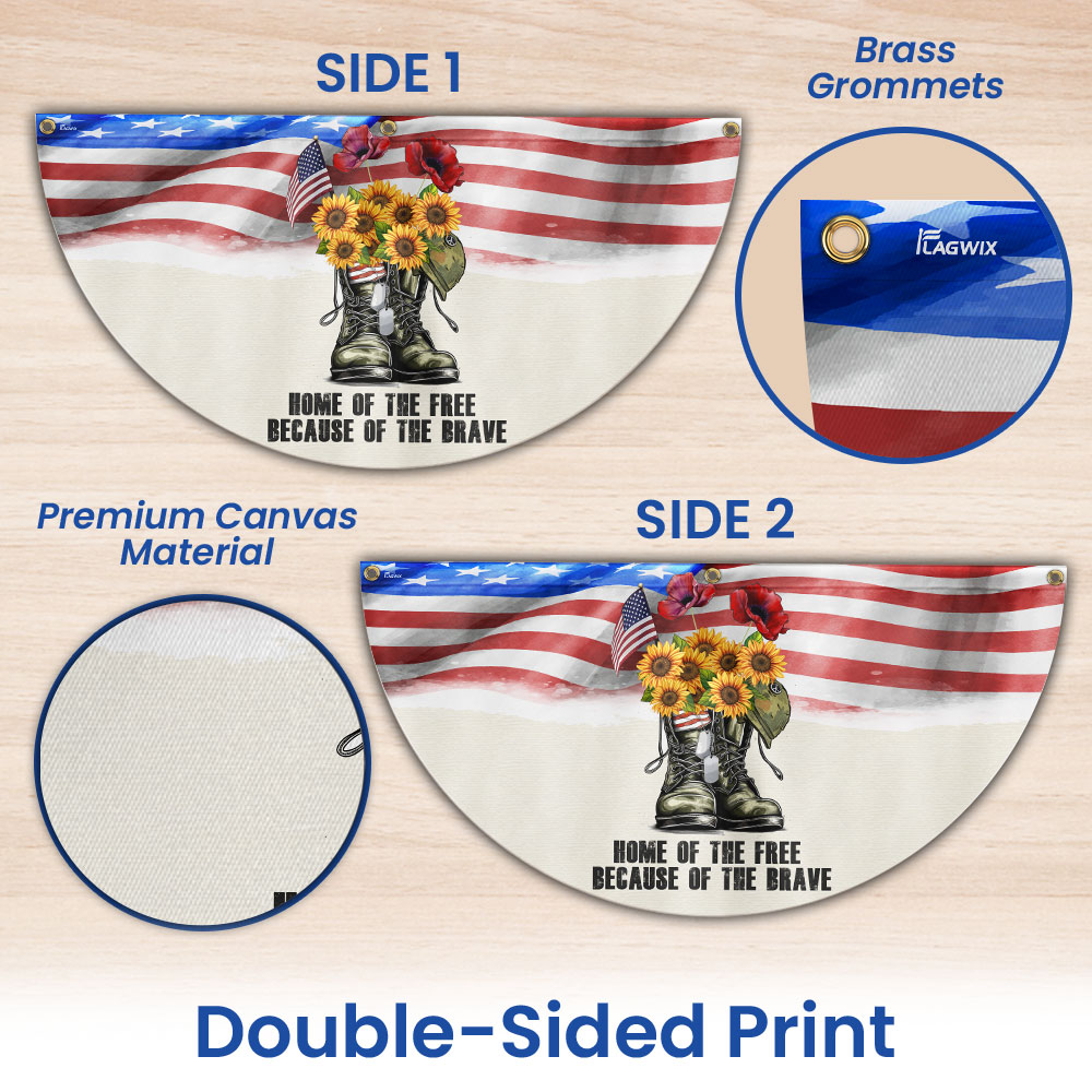 Memorial Day Veterans, Home Of The Free American Non-Pleated Fan Flag