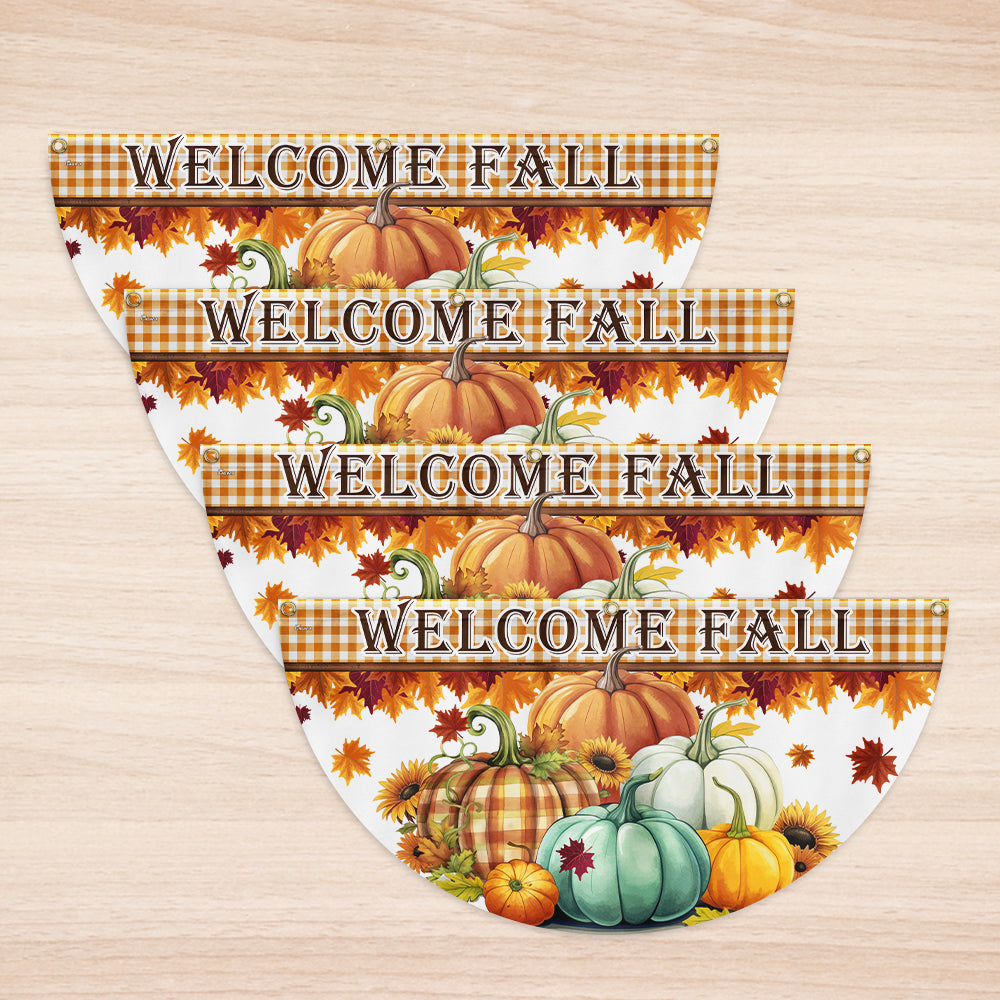Welcome Fall Pumpkins Non-Pleated Fan Flag