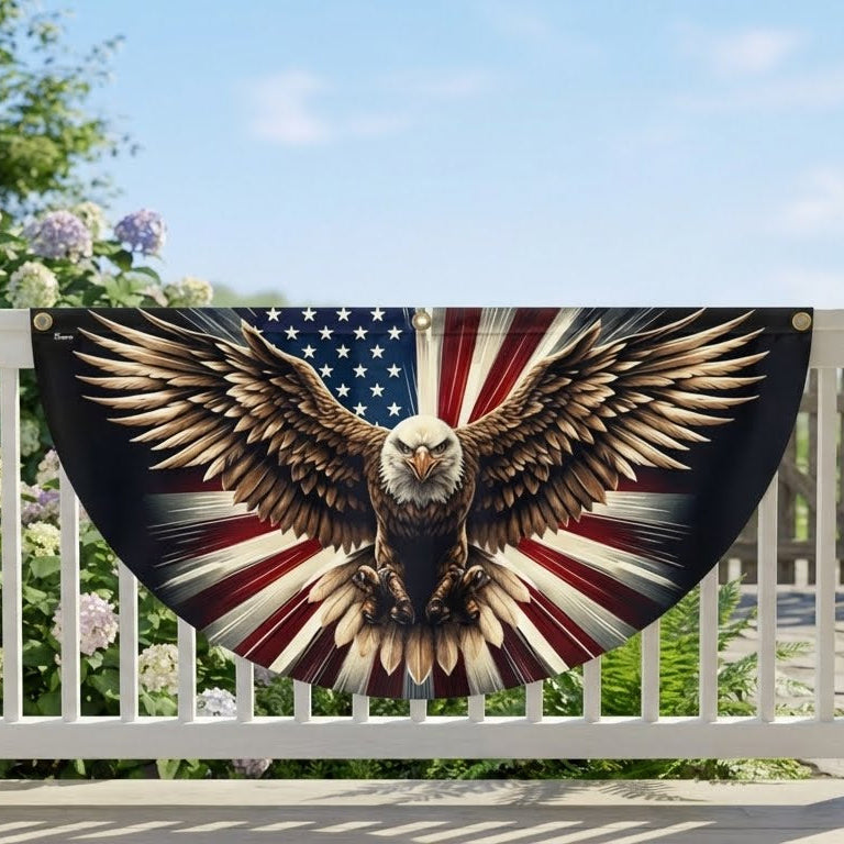 Patriotic Eagle American Non-Pleated Fan Flag