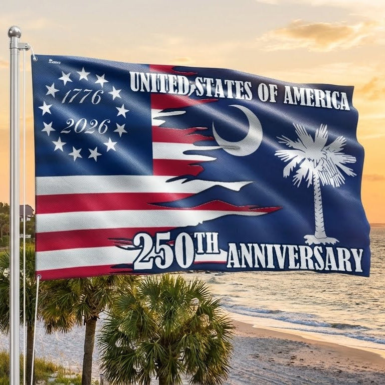 SC 250Th Anniversary Flag, 1776 2026 America South Carolina State Grommet Flag