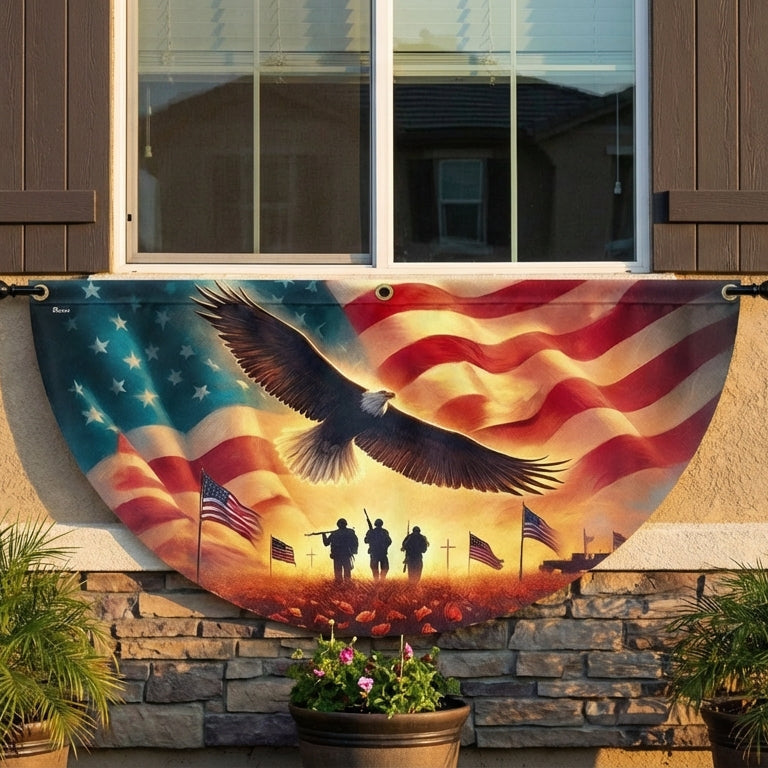Memorial Day Honor The Fallen Veteran Patriotism Non-Pleated Fan Flag