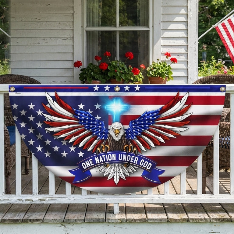 One Nation Under God Patriotic Eagle Non-Pleated Fan Flag