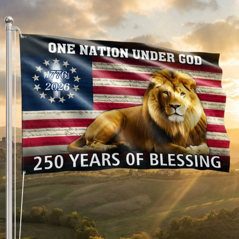Lion Of Judah Flag, 250 Years of Blessing We The People Grommet Flag