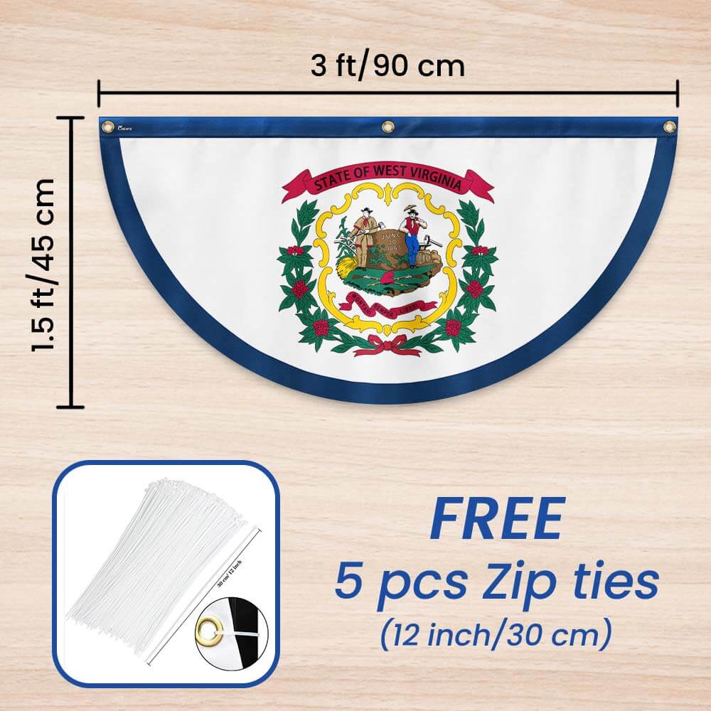 West Virginia Non-Pleated Fan Flag