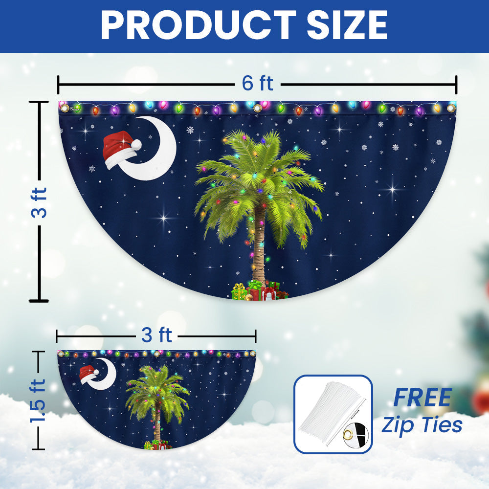 South Carolina Christmas Palm Tree Non-Pleated Fan Flag 3-Day Shipping