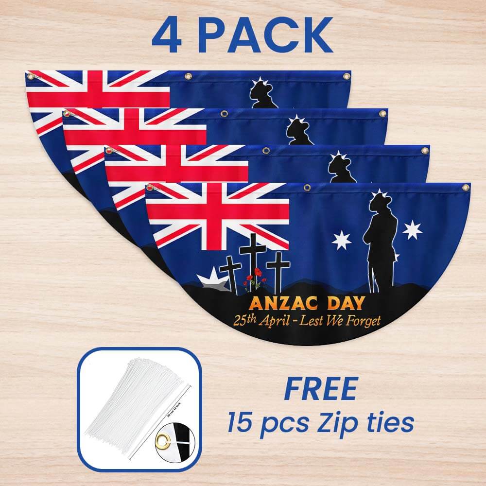 Anzac Day Australia 25th April Lest We Forget Non-Pleated Fan Flag