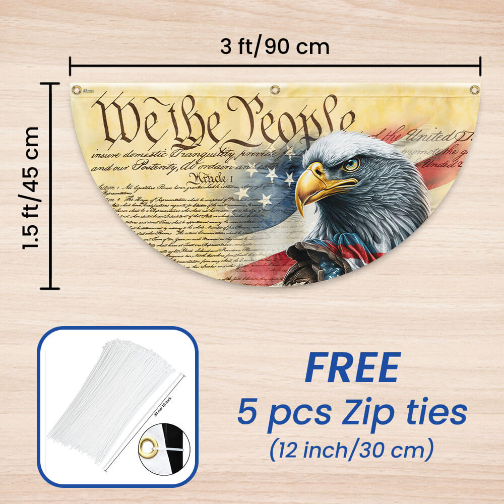 Flagwix American Flag - Happy 4th Of july, We The People. Patriotic American Eagle Non-Pleated Fan Flag