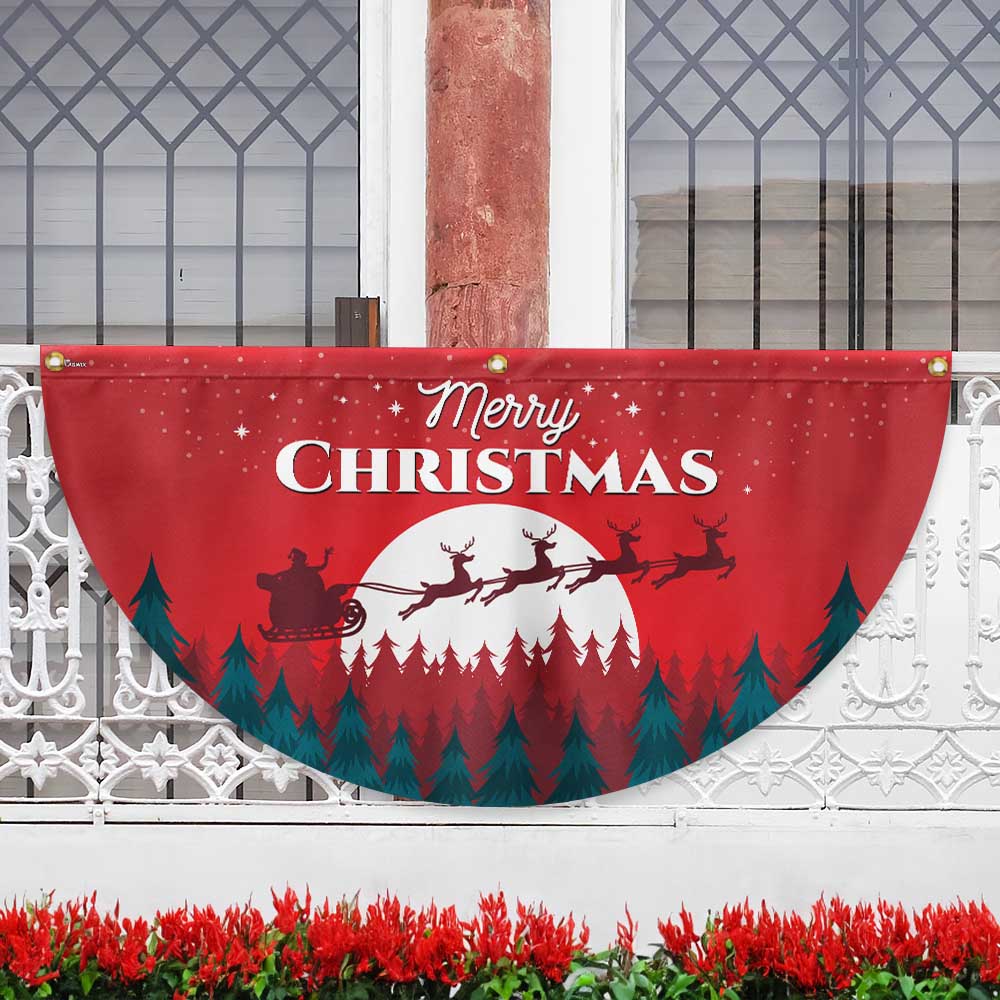 Christmas Fan Flag Xmas Santa's Sleigh Non-Pleated Fan Flag