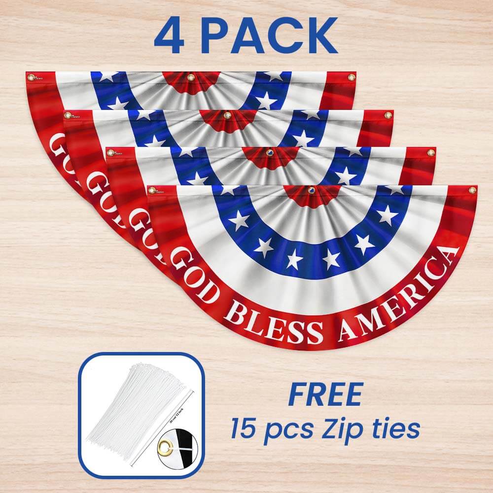 Flagwix American Flag - Happy 4th Of july God Bless America Non-pleated Fan Flag