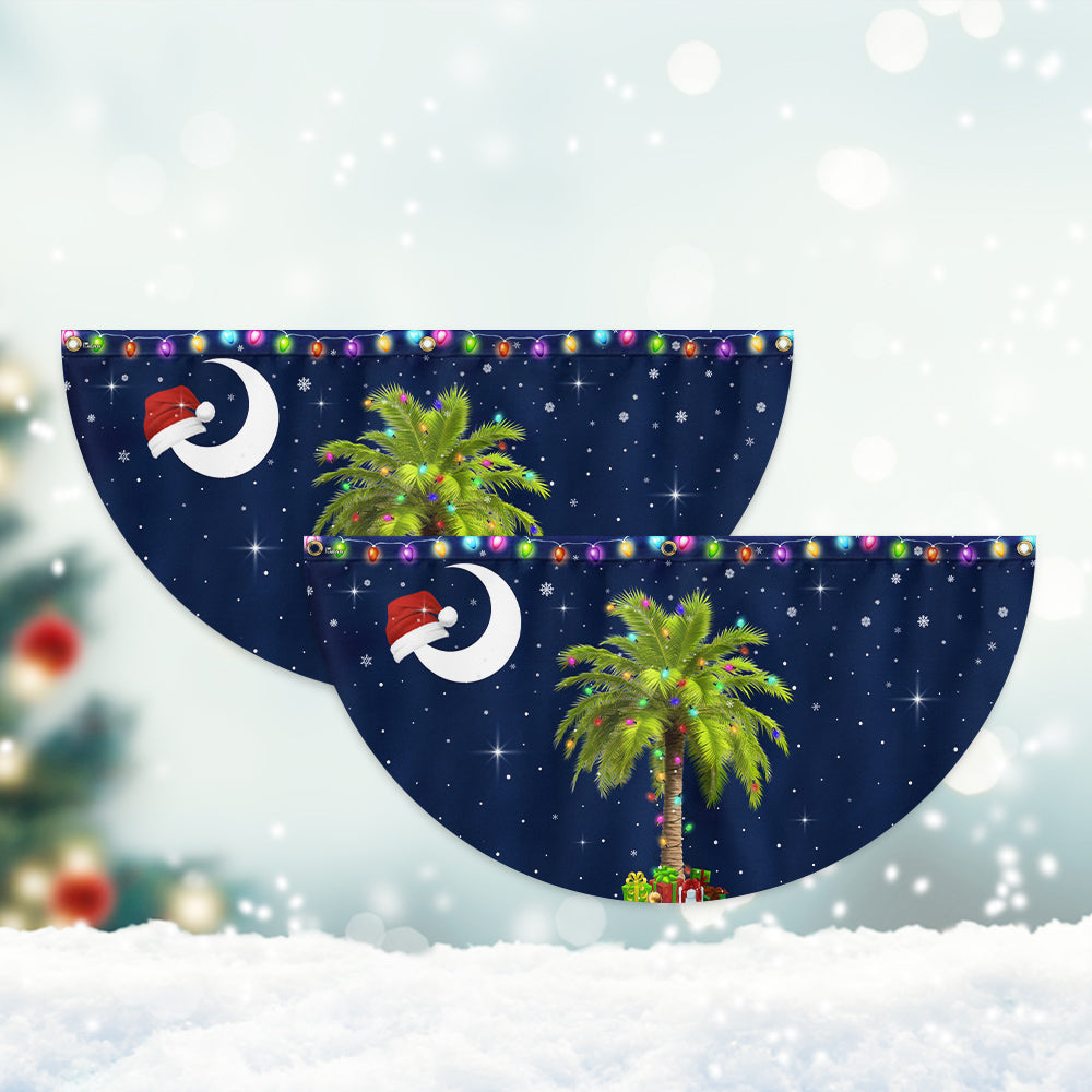 South Carolina Christmas Palm Tree Non-Pleated Fan Flag 3-Day Shipping