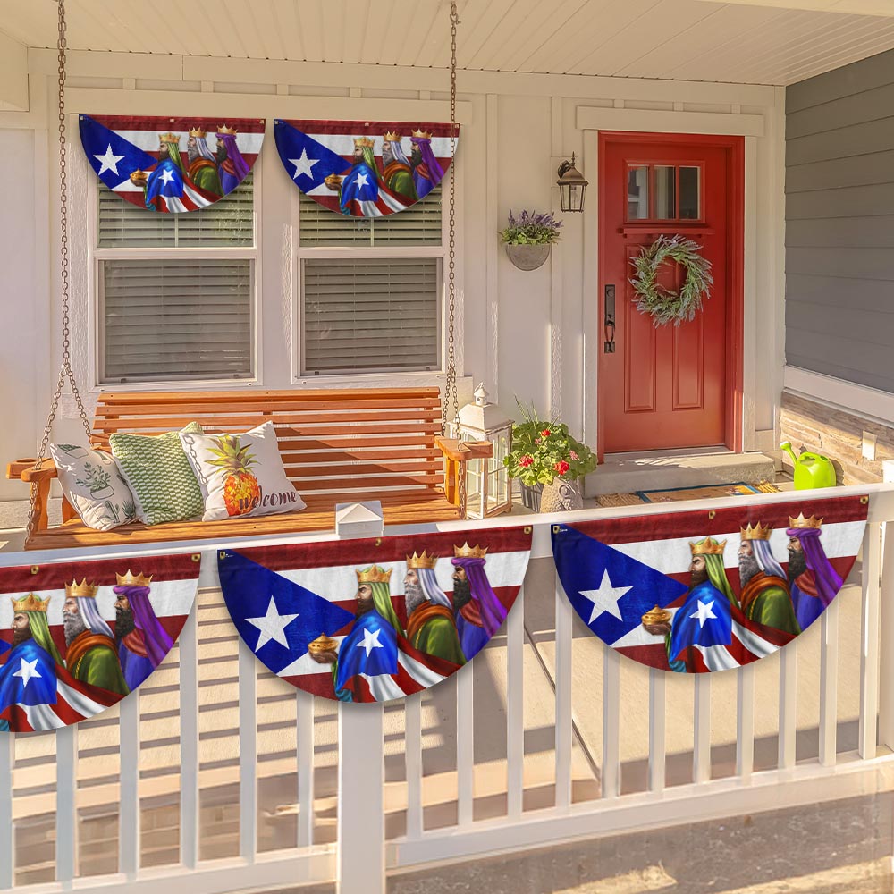 Three Kings Three Wise Men Puerto Rico Epiphany Feliz dia de Reyes Non-Pleated Fan Flag
