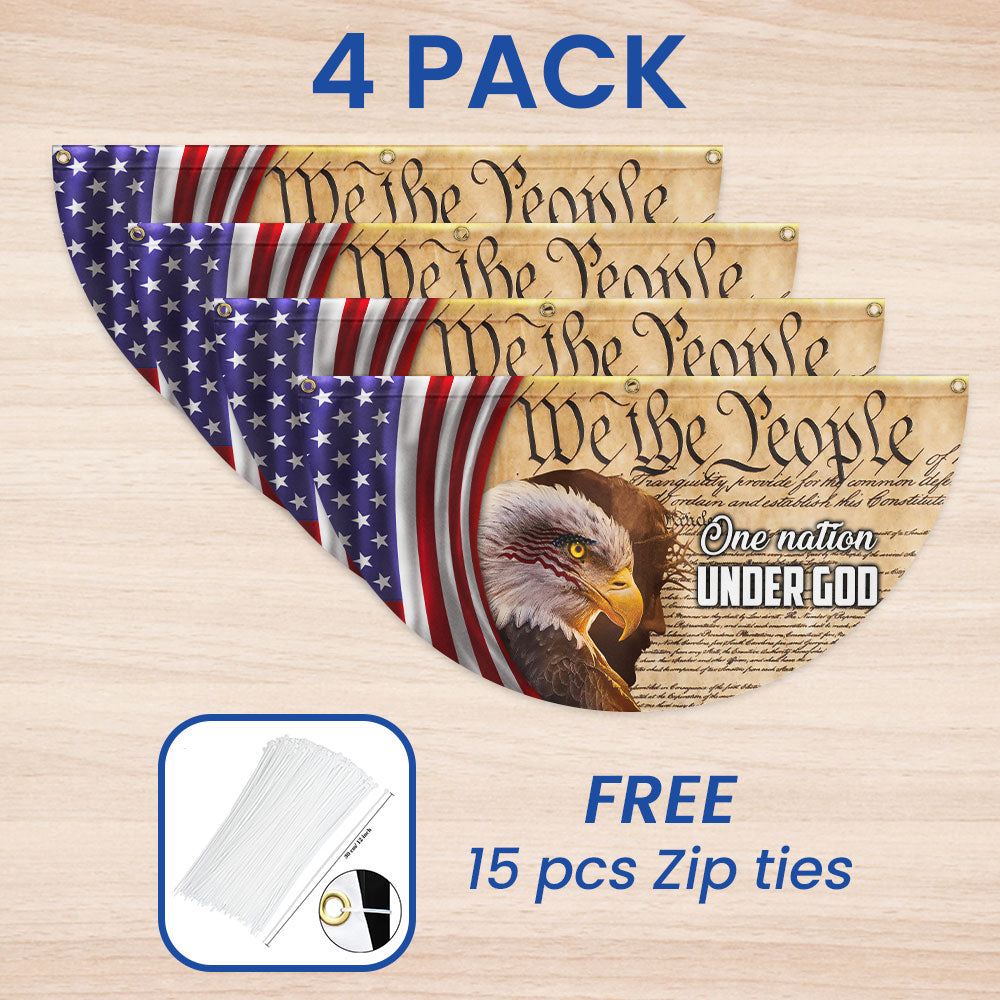 We The People, One Nation Under God, American Eagle Jesus Non-Pleated Fan Flag