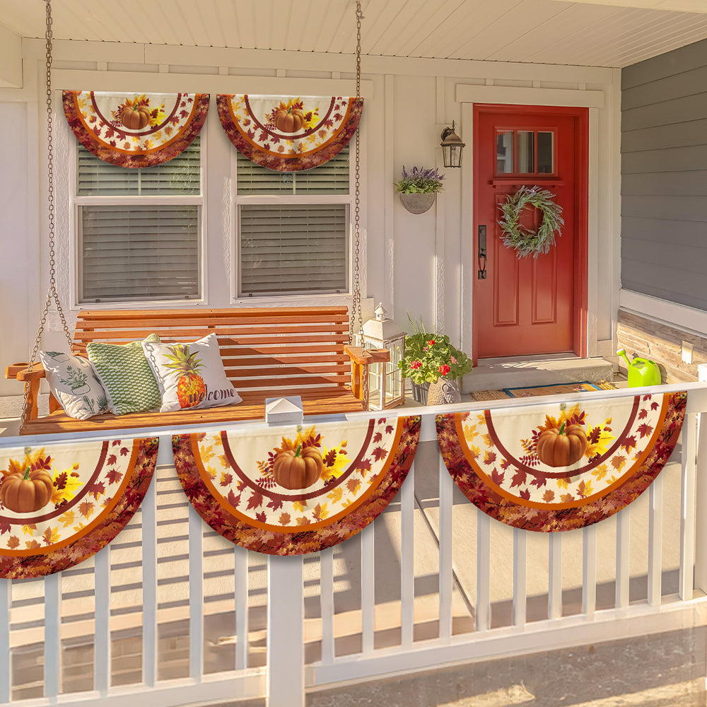Fall Flag Pumpkin Thanksgiving Non-Pleated Fan Flag 3-Day Shipping