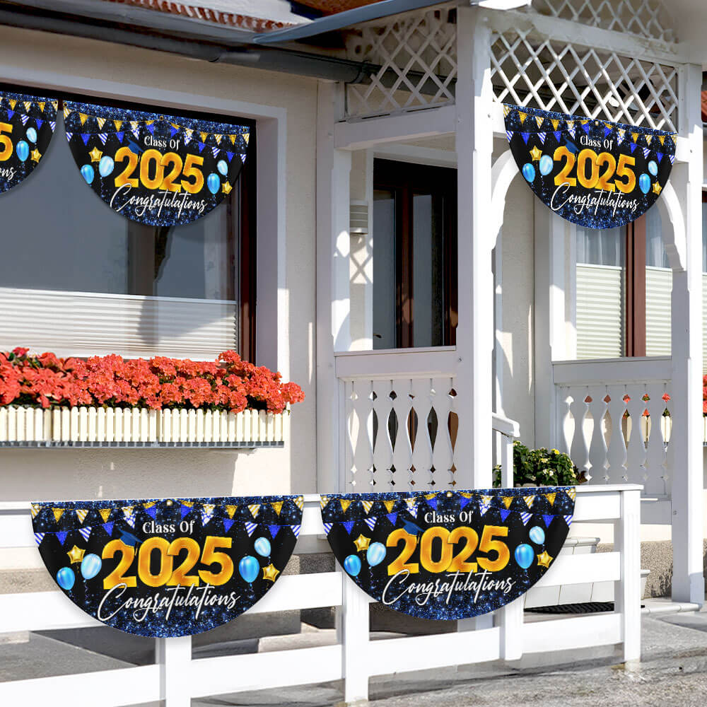 Graduation 2025 Senior Class Of 2025 Non-Pleated Fan Flag