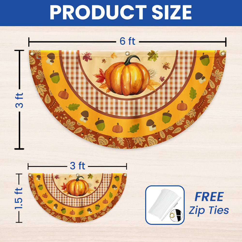 Fall Flag Pumpkin Thanksgiving Non-Pleated Fan Flag