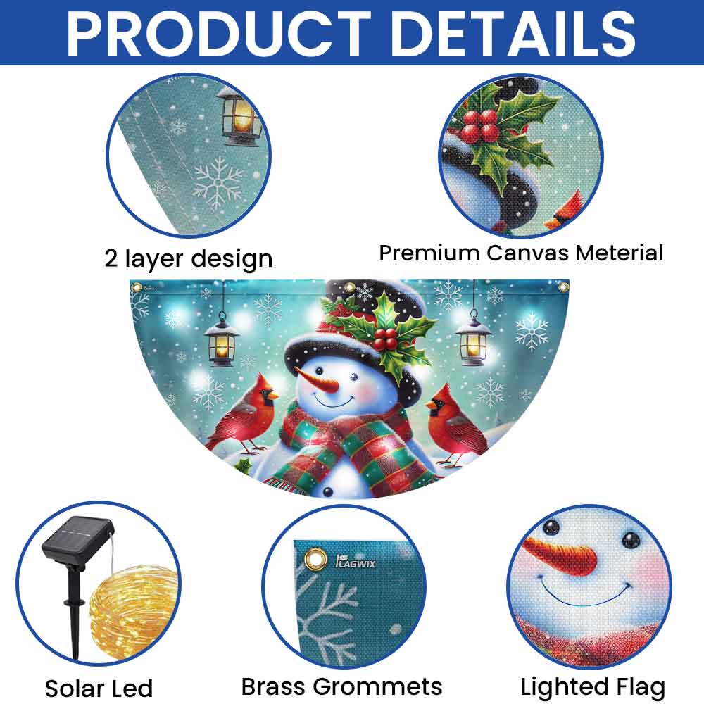 Snowman and Cardinal Christmas Solar Led Fan Flag