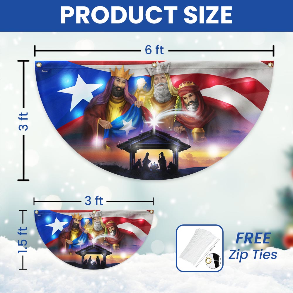 Three Kings, Three Wise Men, Nativity Of Jesus, Puerto Rico Solar Led Fan Flag