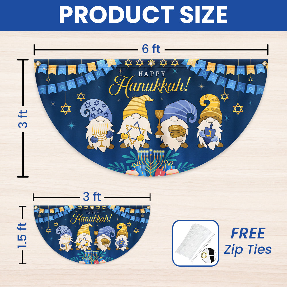 Happy Hanukkah Jewish Holiday Gnomes Non-Pleated Fan Flag