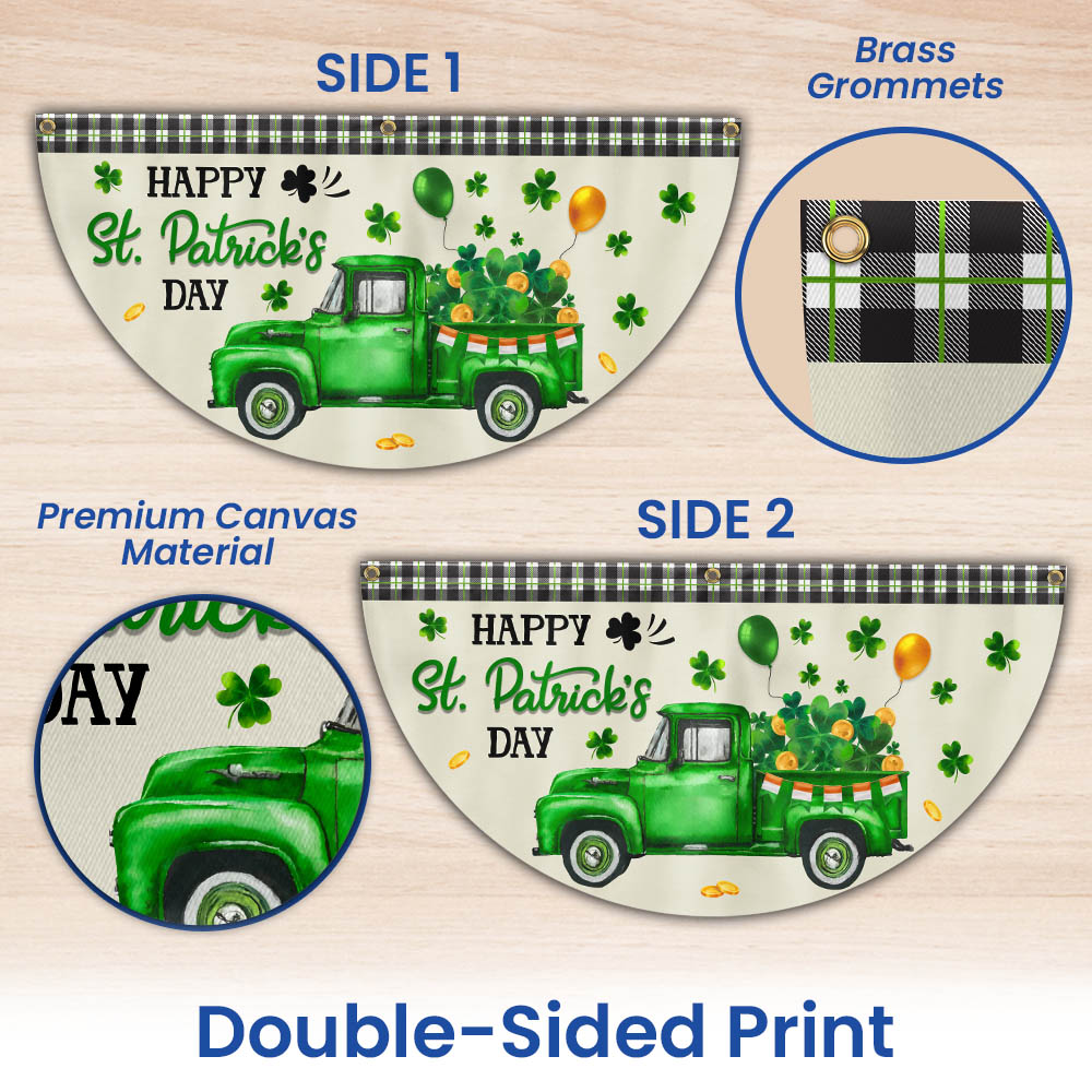 Shamrocks Truck Happy St Patrick’s Day Non-Pleated Fan Flag
